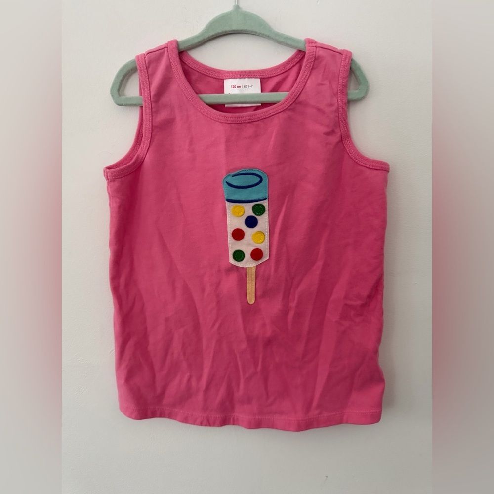 Hanna Andersson Pink Tank with Colorful Popsicle Patch
